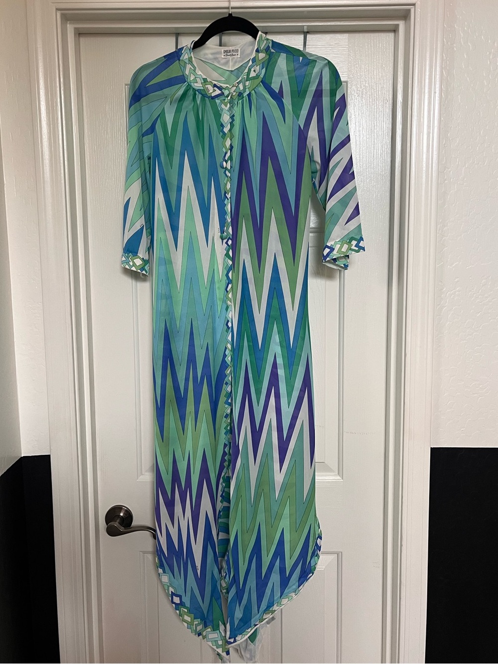Vintage Chevron Button-Front Duster